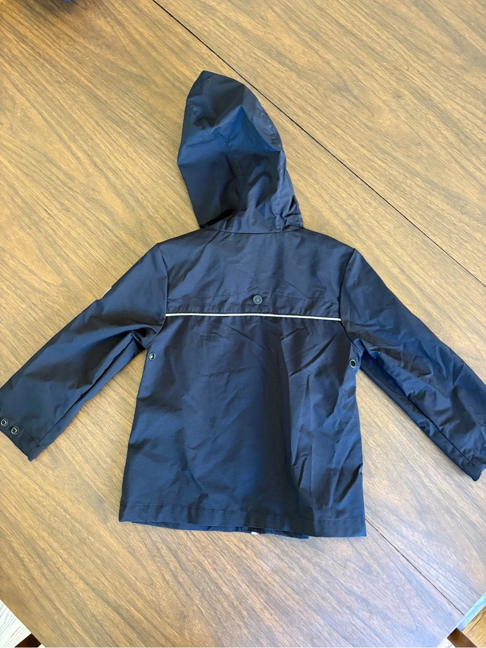2T Black Hooded Rain Jacket with Red Trim